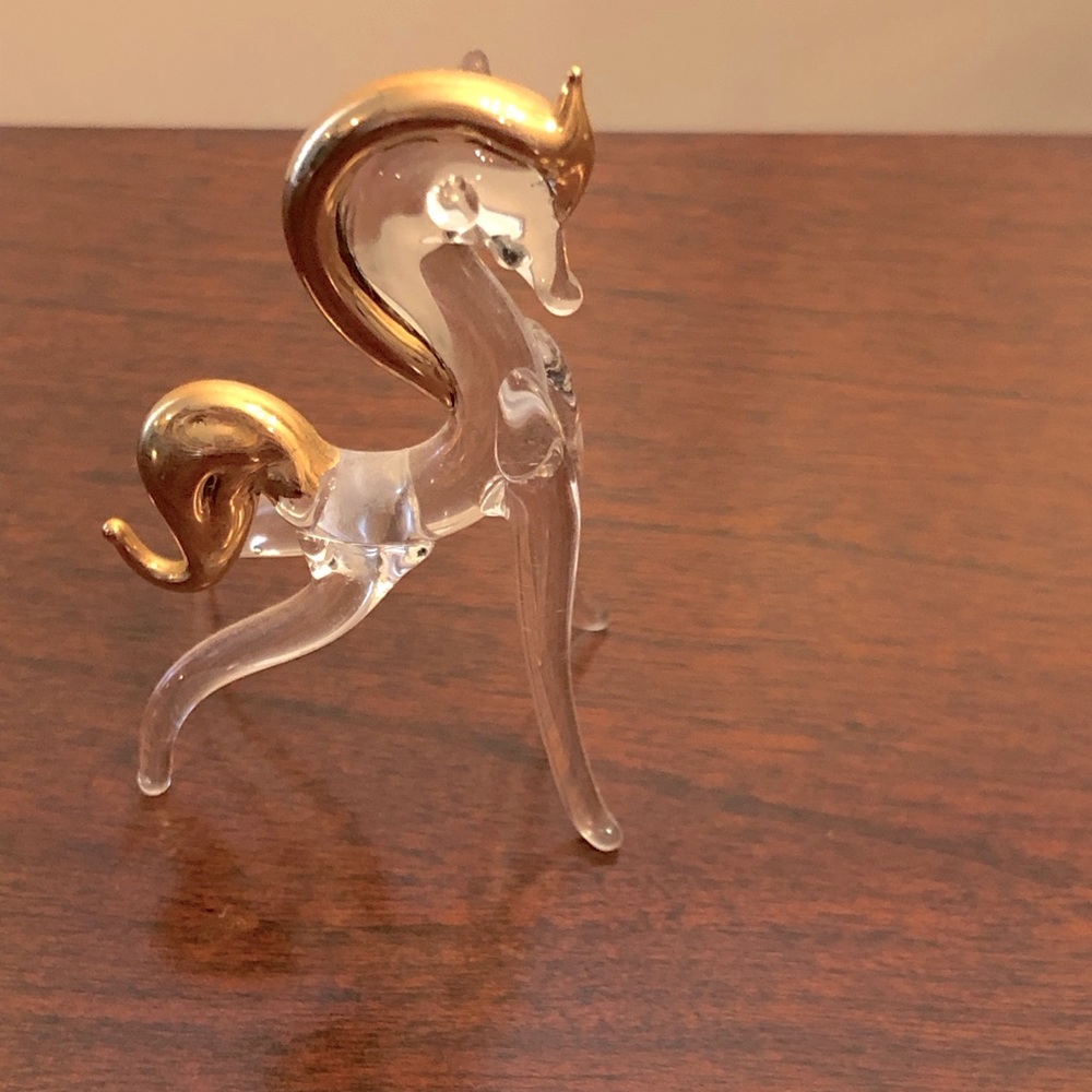 Horse Figurine Glass with Gold Trim